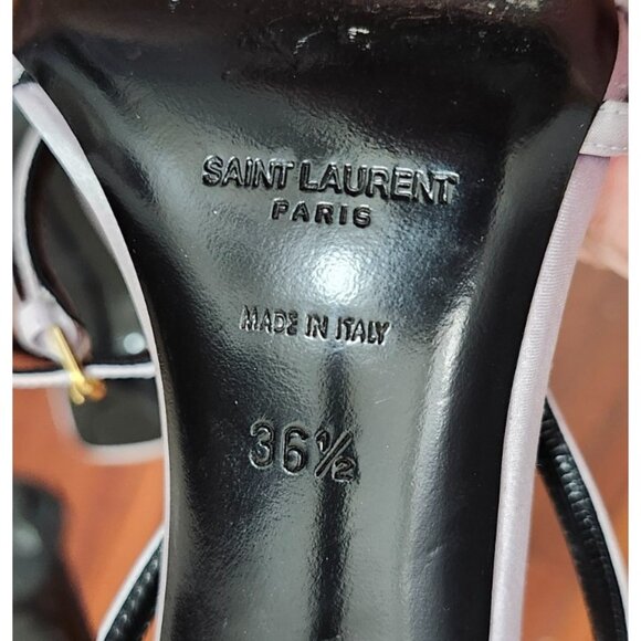Saint Laurent Paris Satin Strappy Heels Light Lavender Black 36.5 EU - Picture 12 of 16